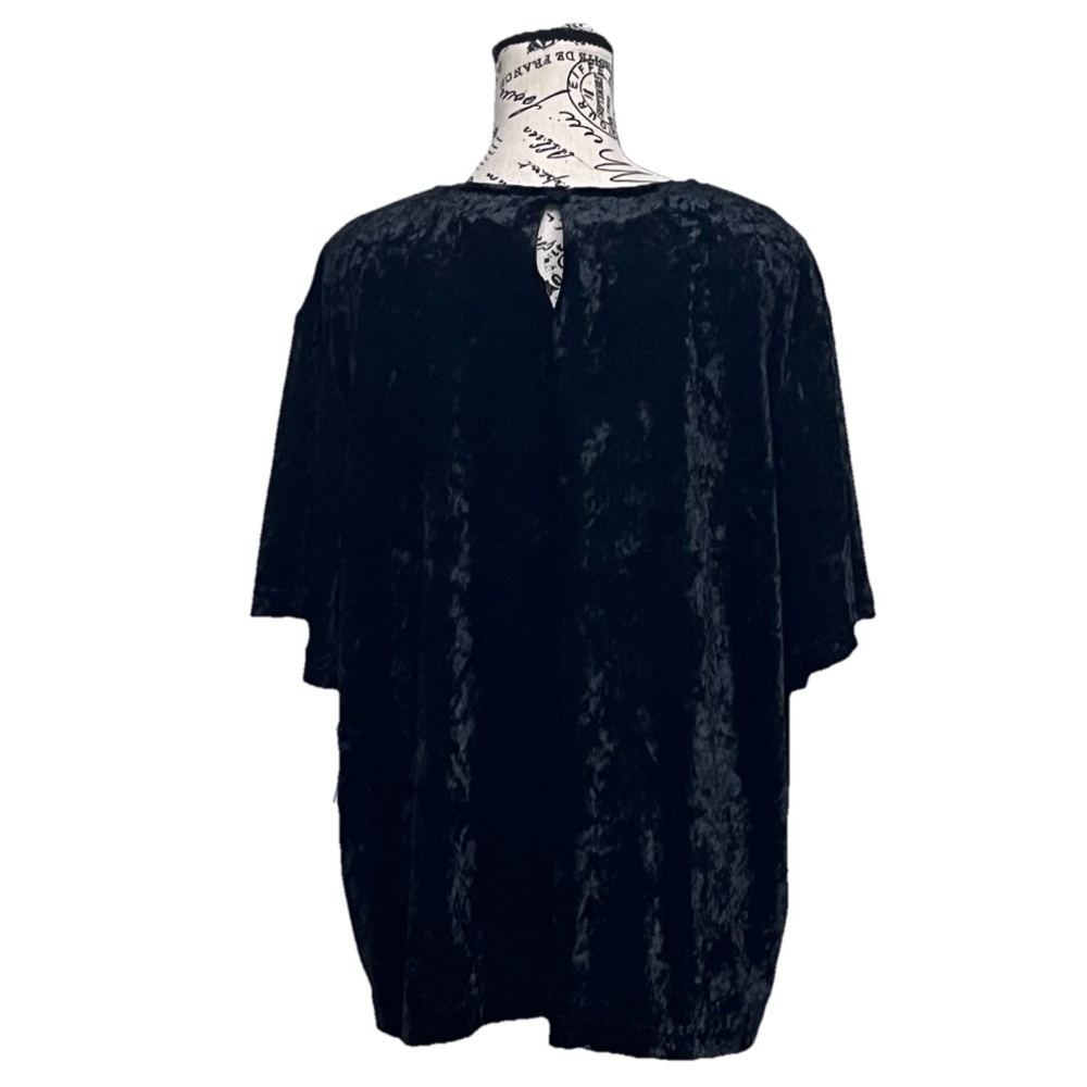 Vintage BLAIRE DEADSTOCK Crushed Velvet Black Tunic Blouse Goth Witch Vampy 2XL - Picture 5 of 11